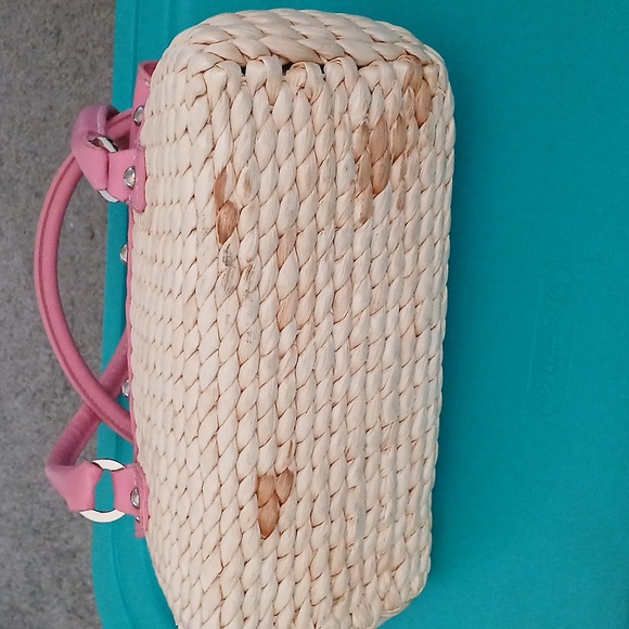 Liz Claiborne  Pink and Straw Purse - Picture 5 of 9